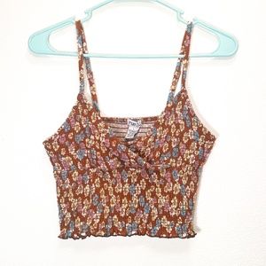 Women's / Teens Rue 21 Crop Top Size Large Orange with blue, pink, and yellow